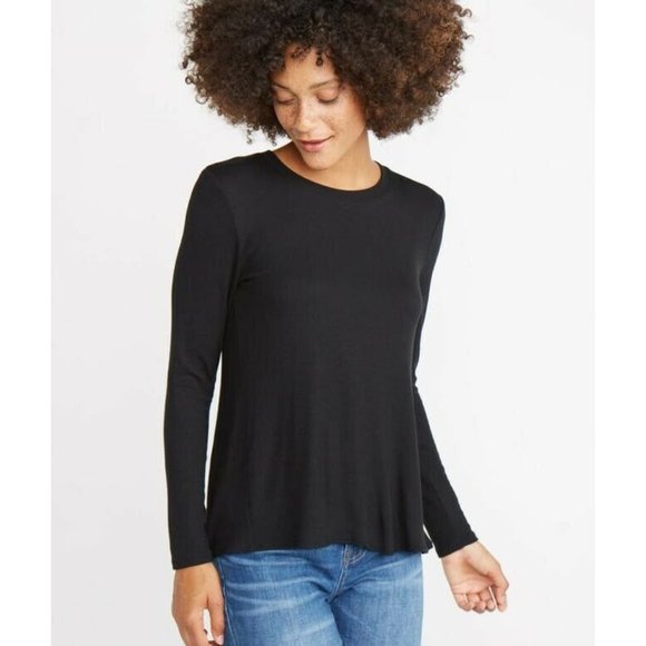 Marine Layer Tops - Marine Layer Black Ribbed Tinley Tulip Back Top